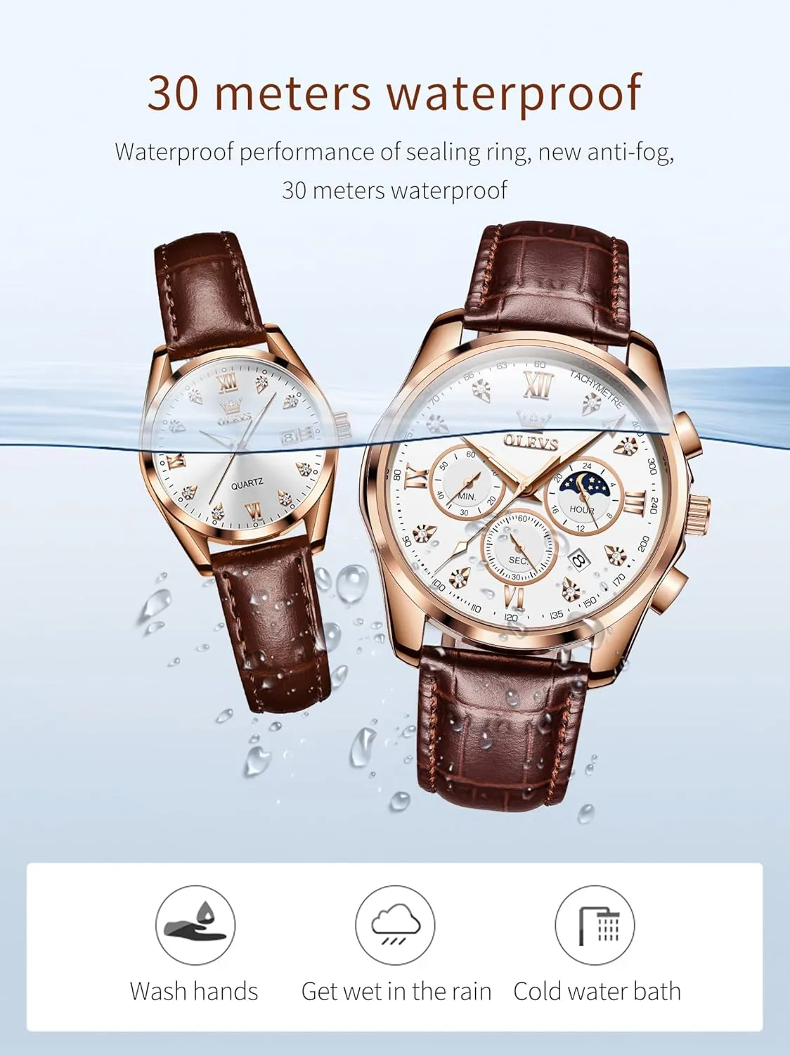Men Women plank mathematics Lovers Wedding Romantic Gifts Set of 2 OLEVS Valentines Couple Pair Quartz Watches His and Her Couple Set Leather Chronograph Diamond Wrist Watch 