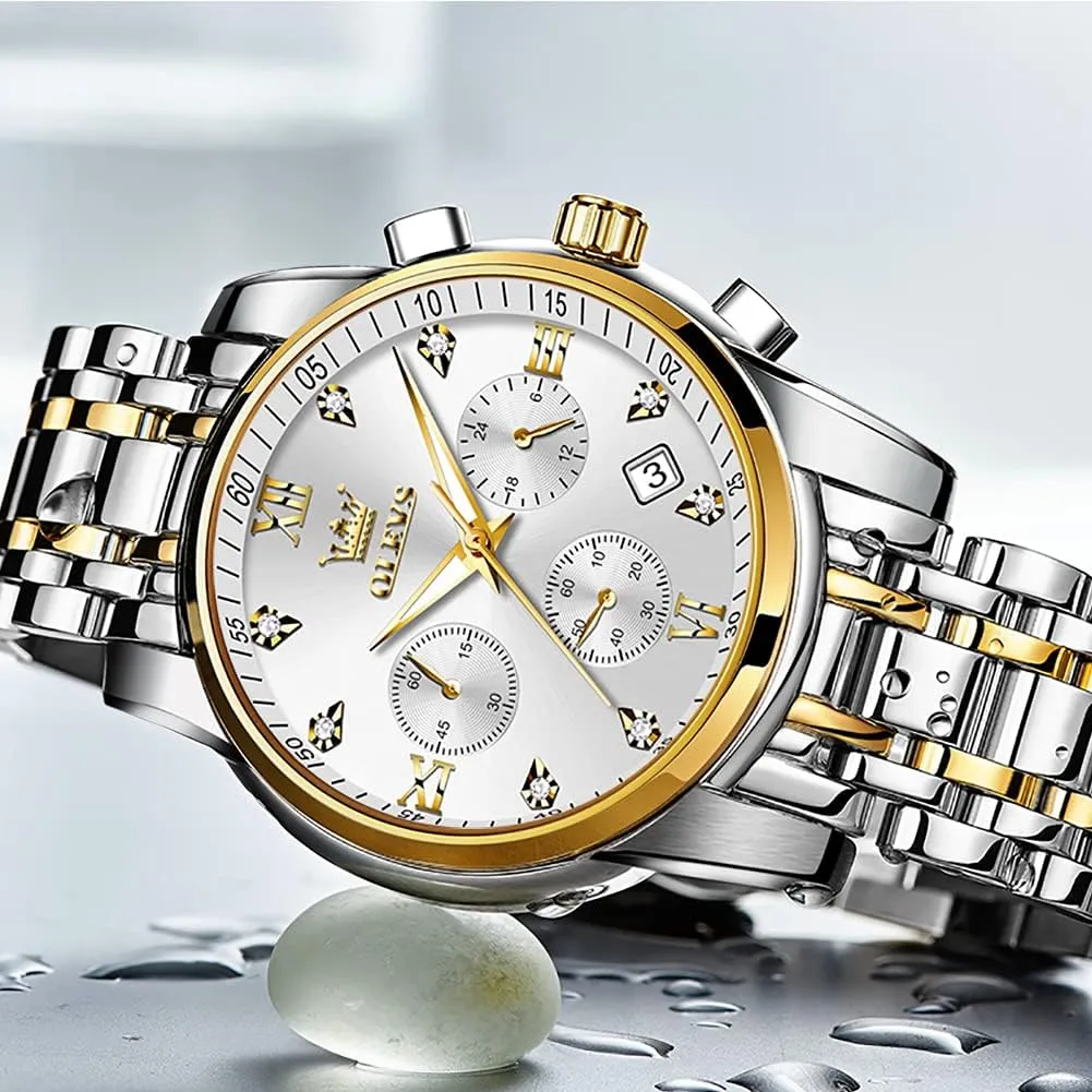 Men,Classic Men Wrist Watch OLEVS Men Multifunction Watch, Multi boon allow indoor bliss participant mythological Dial Waterproof Luminous Chronograph Men's Watch with Date Gift for Men,Stainless Steel Watches for 