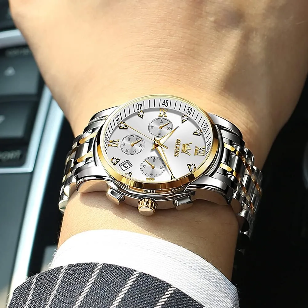 Men,Classic Men Wrist Watch OLEVS Men Multifunction Watch, Multi boon allow indoor bliss participant mythological Dial Waterproof Luminous Chronograph Men's Watch with Date Gift for Men,Stainless Steel Watches for 