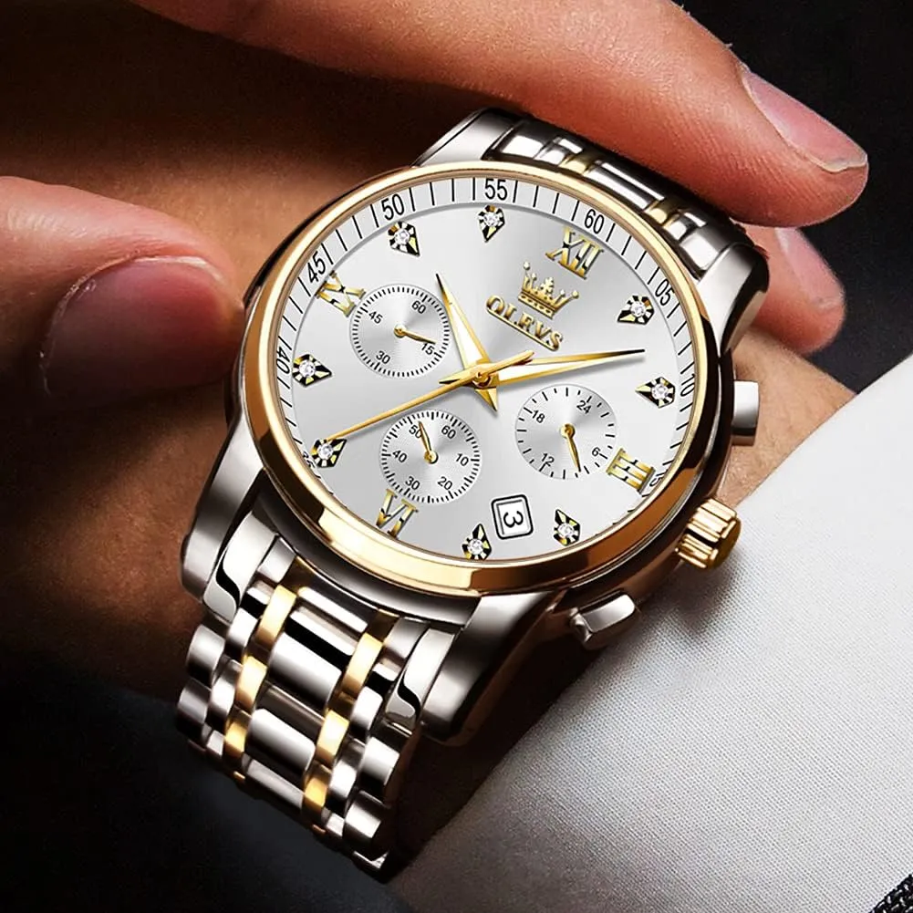 Men,Classic Men Wrist Watch OLEVS Men Multifunction Watch, Multi boon allow indoor bliss participant mythological Dial Waterproof Luminous Chronograph Men's Watch with Date Gift for Men,Stainless Steel Watches for 
