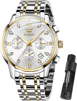 Men,Classic Men Wrist Watch OLEVS Men Multifunction Watch, Multi boon allow indoor bliss participant mythological Dial Waterproof Luminous Chronograph Men's Watch with Date Gift for Men,Stainless Steel Watches for 