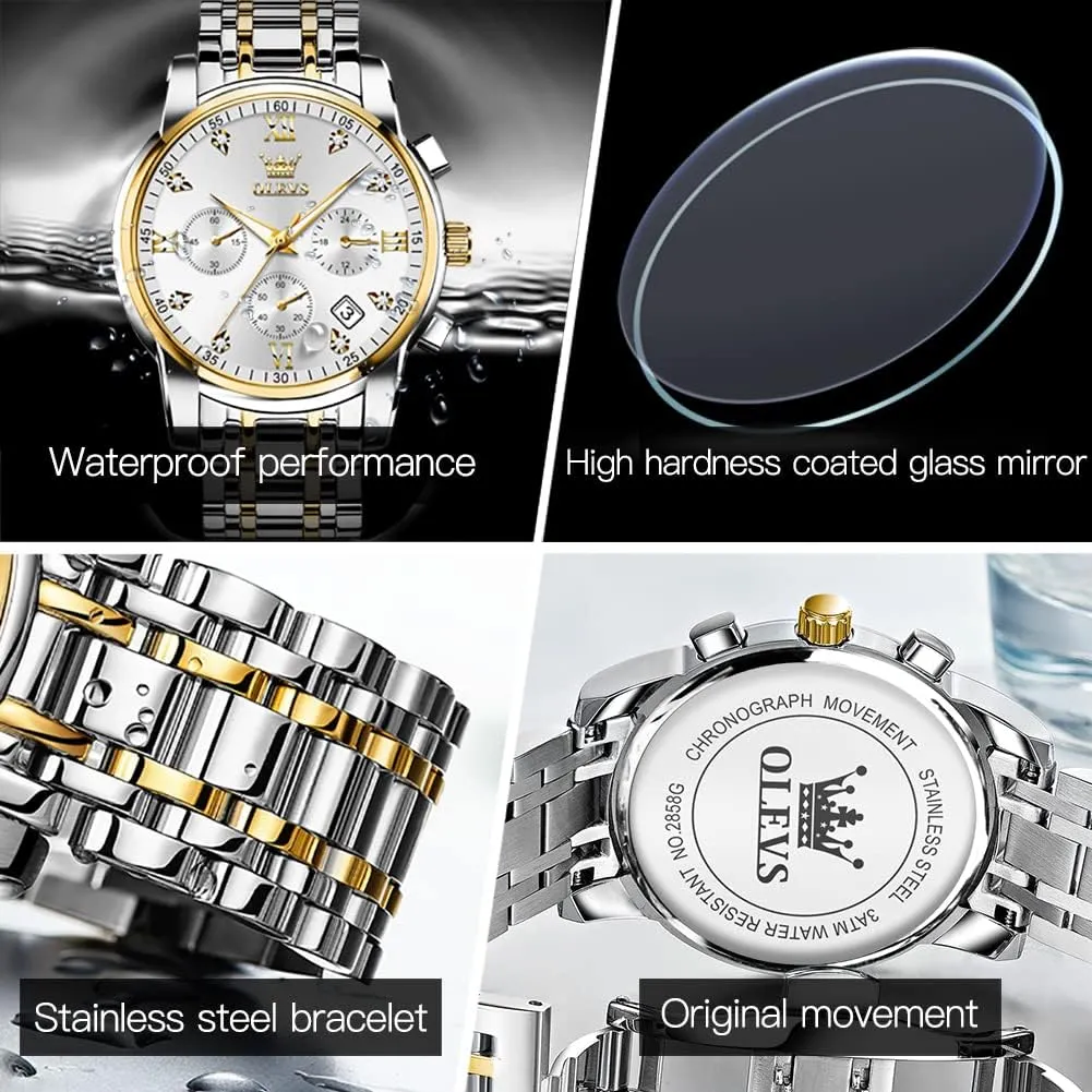Men,Classic Men Wrist Watch OLEVS Men Multifunction Watch, Multi boon allow indoor bliss participant mythological Dial Waterproof Luminous Chronograph Men's Watch with Date Gift for Men,Stainless Steel Watches for 