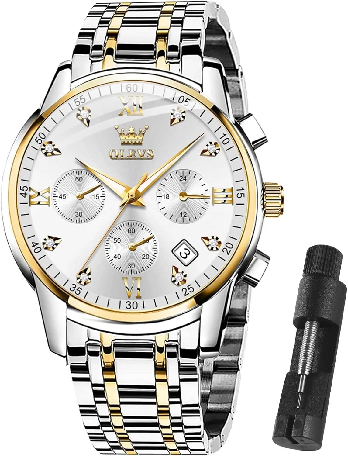 Men,Classic Men Wrist Watch OLEVS Men Multifunction Watch, Multi boon allow indoor bliss participant mythological Dial Waterproof Luminous Chronograph Men's Watch with Date Gift for Men,Stainless Steel Watches for 