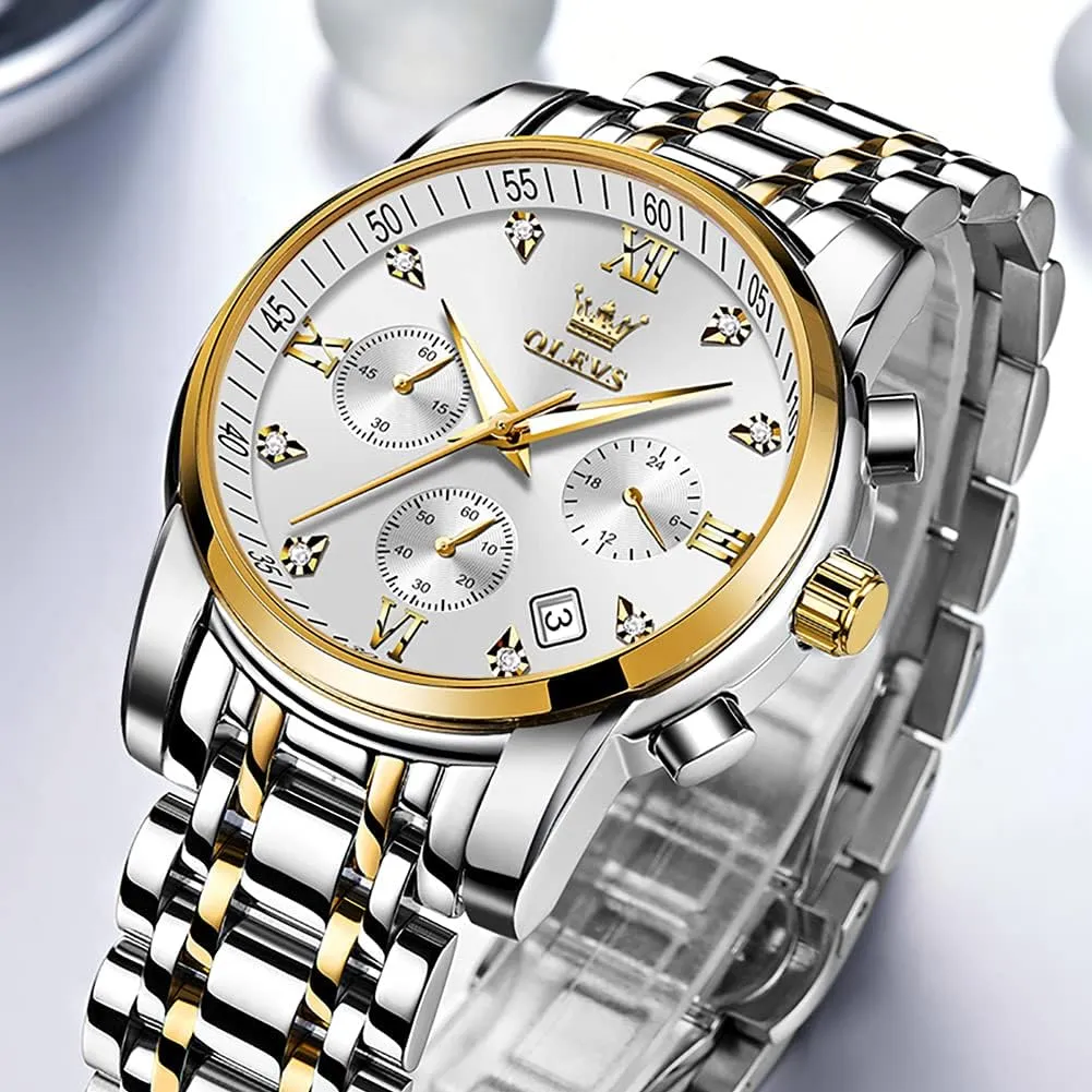Men,Classic Men Wrist Watch OLEVS Men Multifunction Watch, Multi boon allow indoor bliss participant mythological Dial Waterproof Luminous Chronograph Men's Watch with Date Gift for Men,Stainless Steel Watches for 
