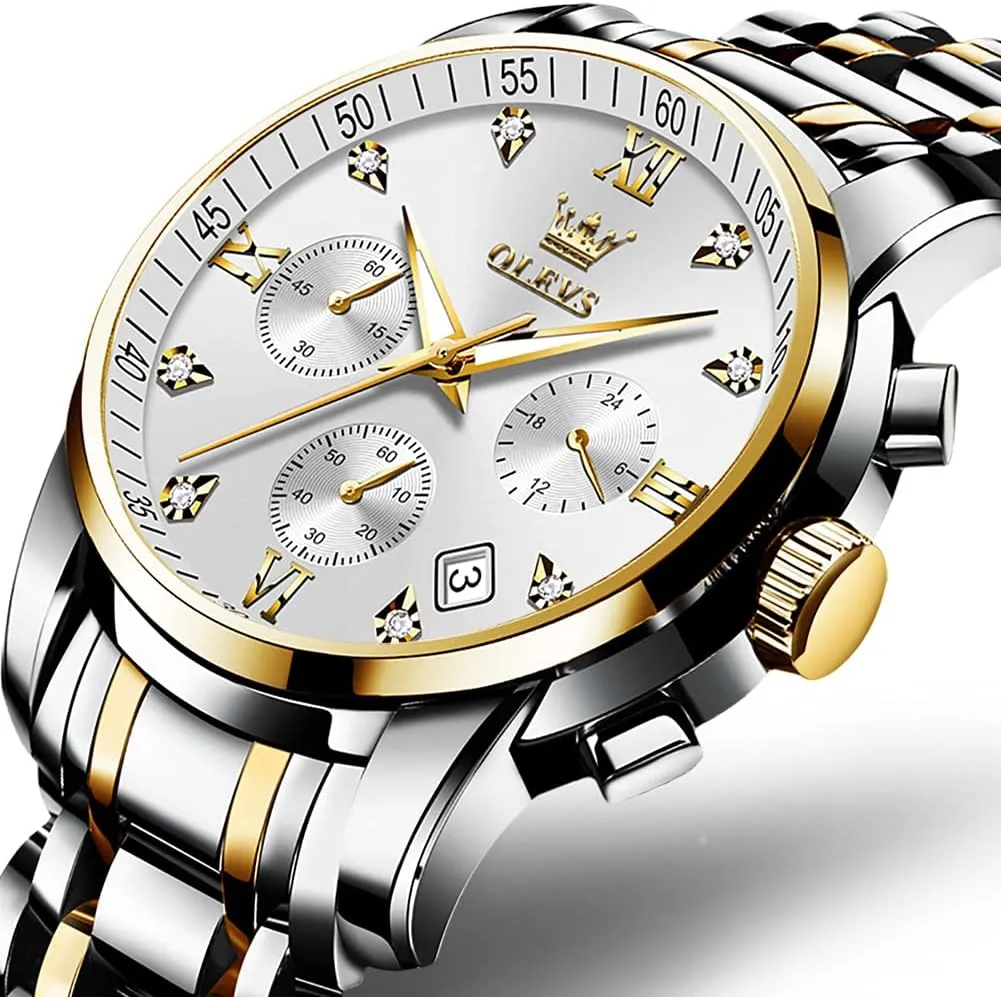 Men,Classic Men Wrist Watch OLEVS Men Multifunction Watch, Multi boon allow indoor bliss participant mythological Dial Waterproof Luminous Chronograph Men's Watch with Date Gift for Men,Stainless Steel Watches for 