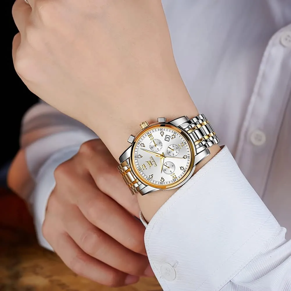 Men,Classic Men Wrist Watch OLEVS Men Multifunction Watch, Multi boon allow indoor bliss participant mythological Dial Waterproof Luminous Chronograph Men's Watch with Date Gift for Men,Stainless Steel Watches for 