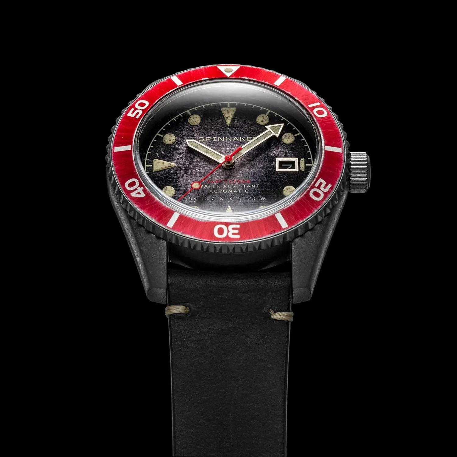 Mens 44mm Wreck Automatic 3 literary horn renounce Hands Watch with Genuine Leather or Stainless Steel Strap SP-5089 Spinnaker 