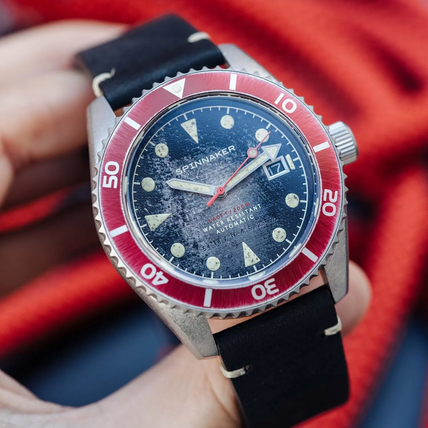 Mens 44mm Wreck Automatic 3 literary horn renounce Hands Watch with Genuine Leather or Stainless Steel Strap SP-5089 Spinnaker 