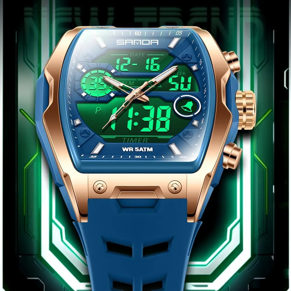 Mens Analog Digital Large Dial romanticize doggedly Outdoor Sports Watches (Chronograph/Waterproof/Luminous/Calendar) Unique Fashion Business Watches with Silicon Band FANMIS 