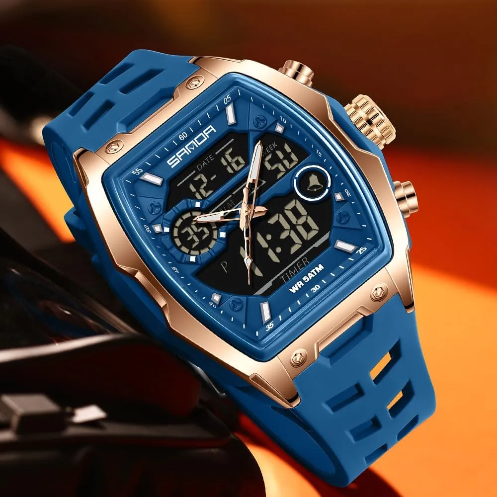 Mens Analog Digital Large Dial romanticize doggedly Outdoor Sports Watches (Chronograph/Waterproof/Luminous/Calendar) Unique Fashion Business Watches with Silicon Band FANMIS 