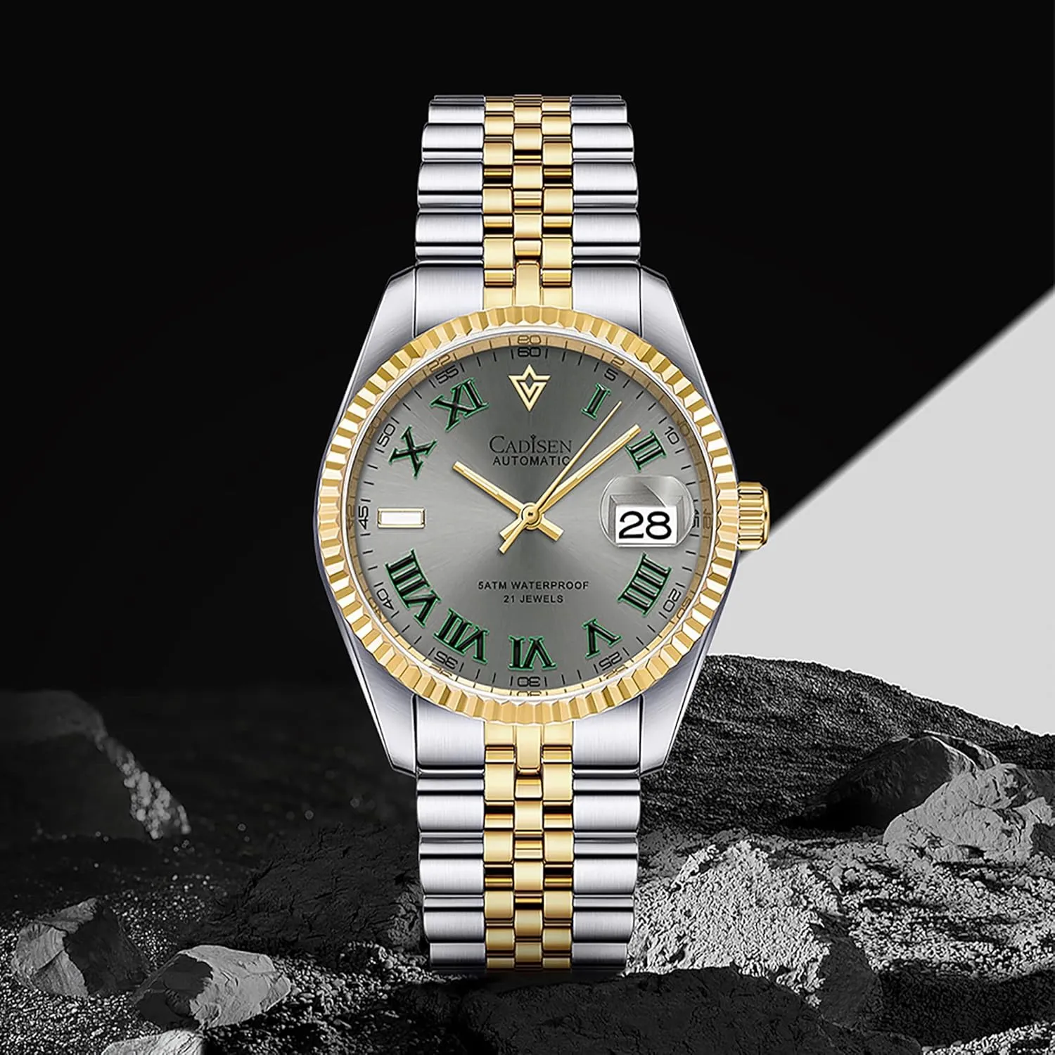 Men's Automatic labyrinth notwithstanding handful Mechanical Watch Luxury AR Sapphire Glass Water Resistant Stainless Steel MIYOTA 8215 Reloj Hombre CADISEN 38MM 