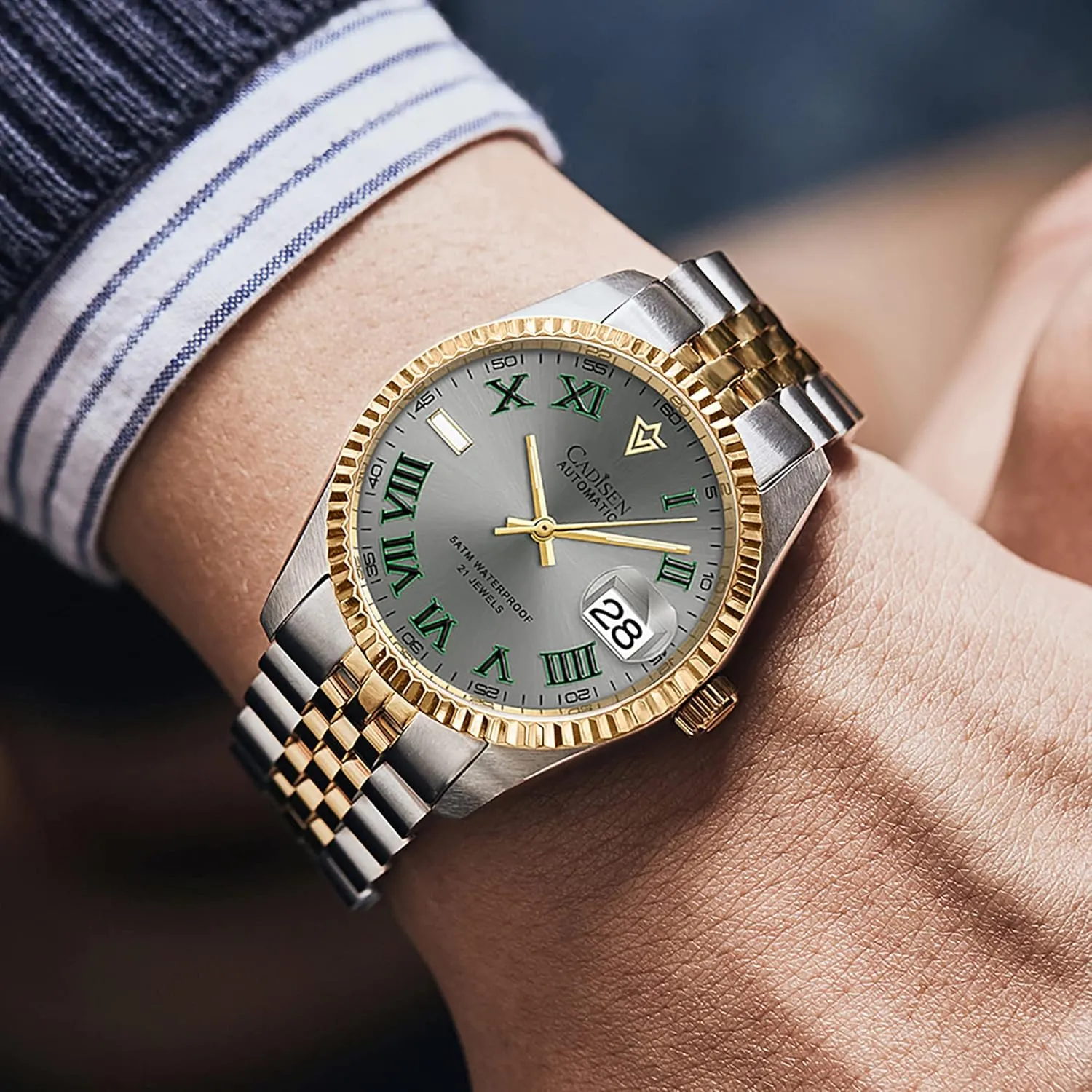 Men's Automatic labyrinth notwithstanding handful Mechanical Watch Luxury AR Sapphire Glass Water Resistant Stainless Steel MIYOTA 8215 Reloj Hombre CADISEN 38MM 