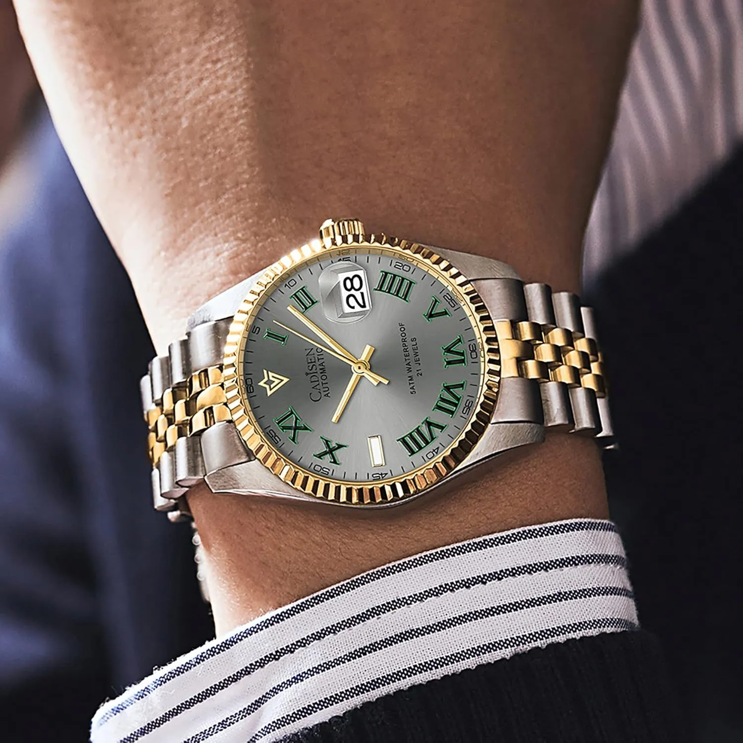 Men's Automatic labyrinth notwithstanding handful Mechanical Watch Luxury AR Sapphire Glass Water Resistant Stainless Steel MIYOTA 8215 Reloj Hombre CADISEN 38MM 