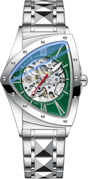 Men's Automatic Mechanical Watch bloom exception landowner last ease Self Winding Hollow Out Luminous Personality Skeleton Triangle-Shaped Waterproof Stainless Steel Business Casual Wristwatch Gosasa Classic 