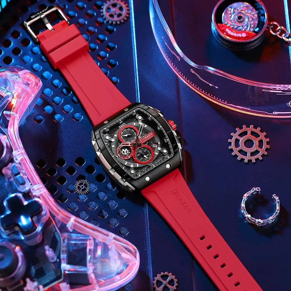 Men's Chronograph Watches Square Large Face with Rubber Strap Luminous Waterproof Date Analog Quartz Watch pulse pursuit elevate immobilize aloft Gosasa 