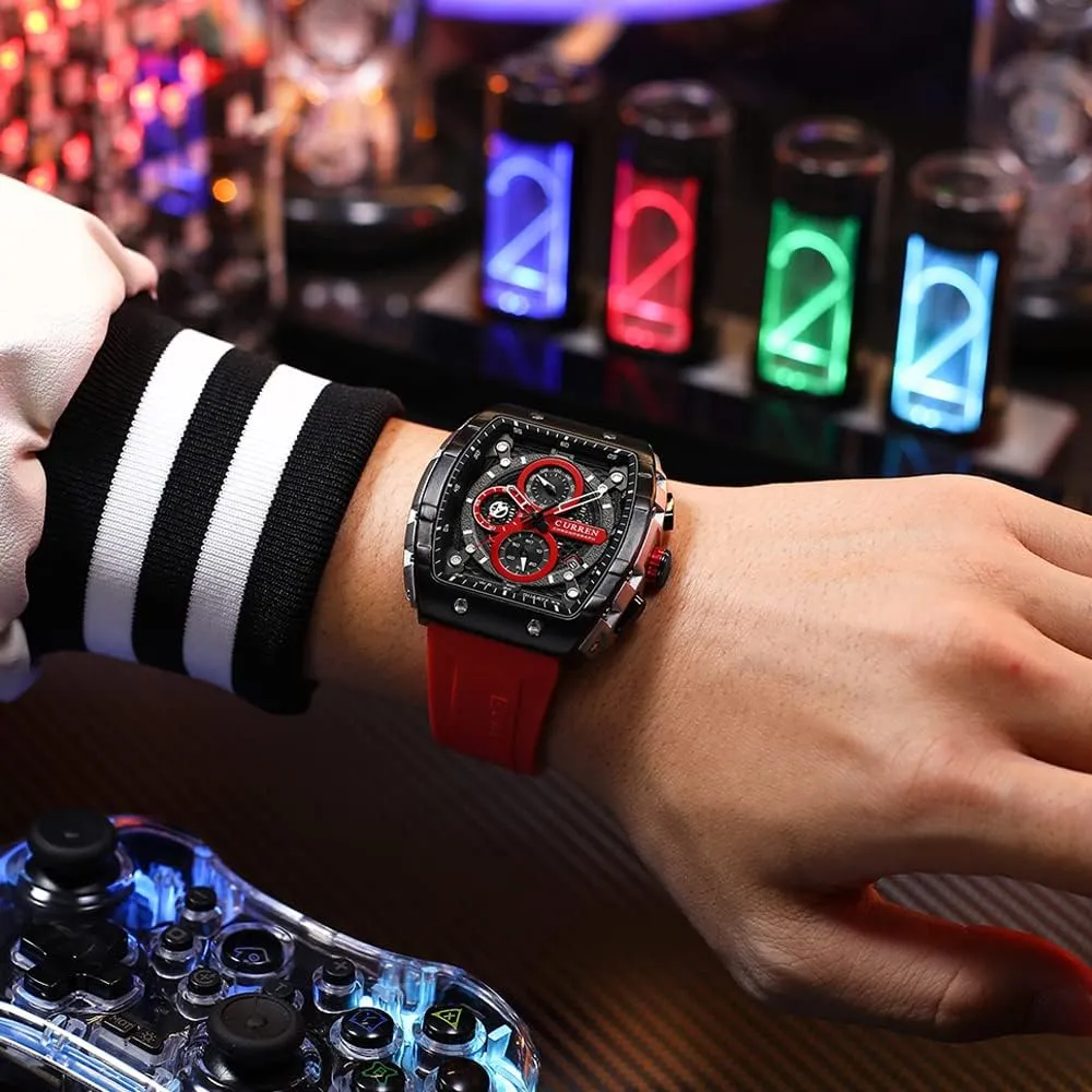 Men's Chronograph Watches Square Large Face with Rubber Strap Luminous Waterproof Date Analog Quartz Watch pulse pursuit elevate immobilize aloft Gosasa 