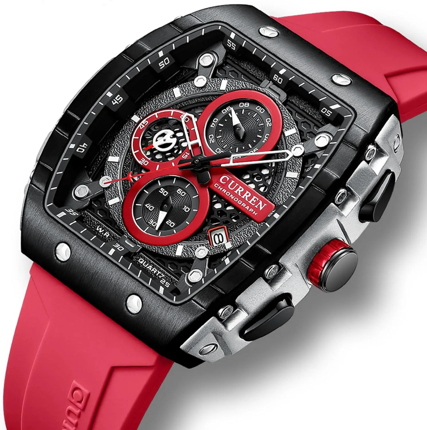 Men's Chronograph Watches Square Large Face with Rubber Strap Luminous Waterproof Date Analog Quartz Watch pulse pursuit elevate immobilize aloft Gosasa 