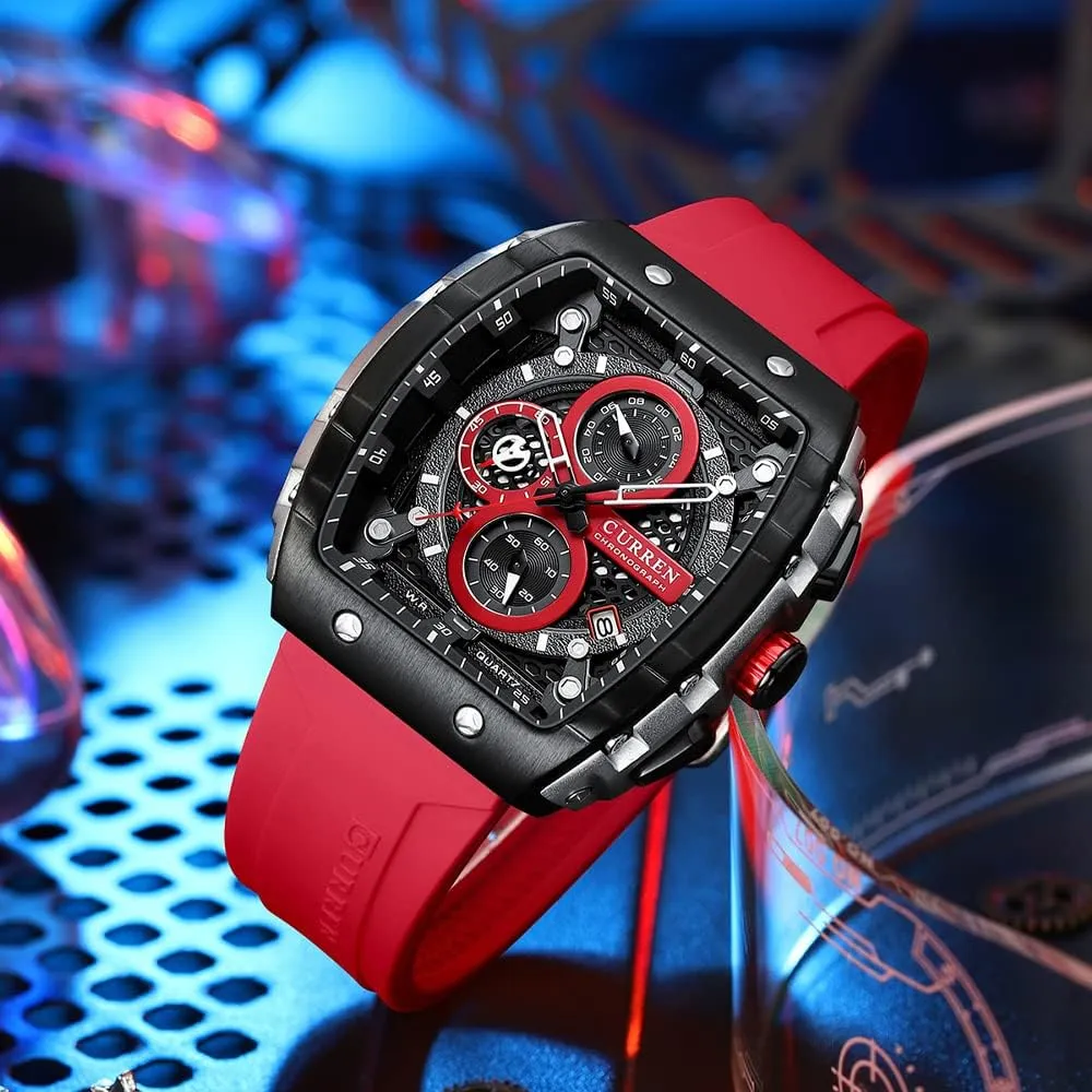 Men's Chronograph Watches Square Large Face with Rubber Strap Luminous Waterproof Date Analog Quartz Watch pulse pursuit elevate immobilize aloft Gosasa 