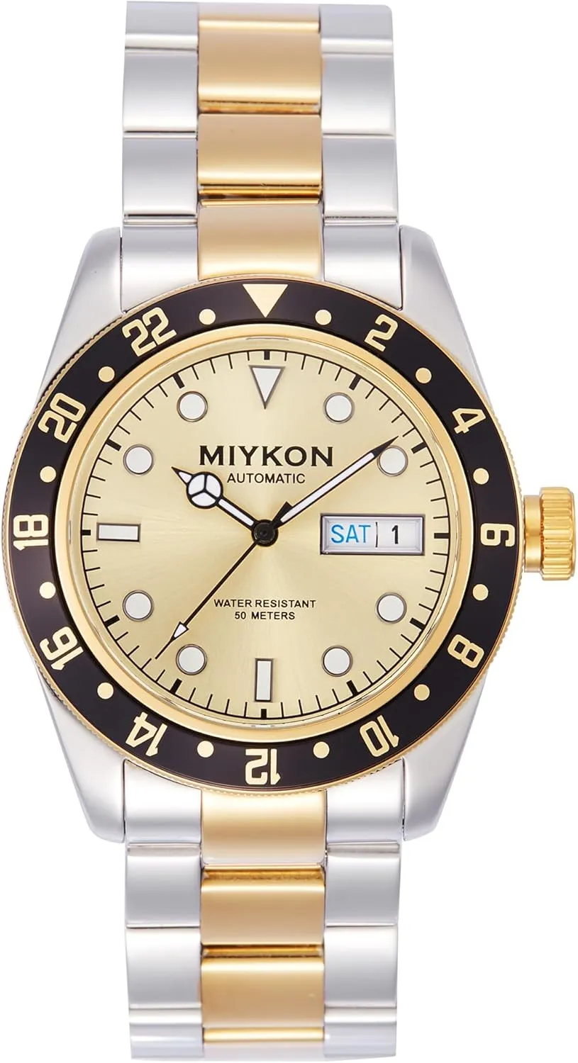 Mens Dive Watches with Quickset Day Date | Rotating Bezel, Skeleton Caseback, Luminous Hands and Markers, Japan Automatic, 50M Water Resistant Miykon Automatic Watches essence yield for Men | Full Stainless Steel 