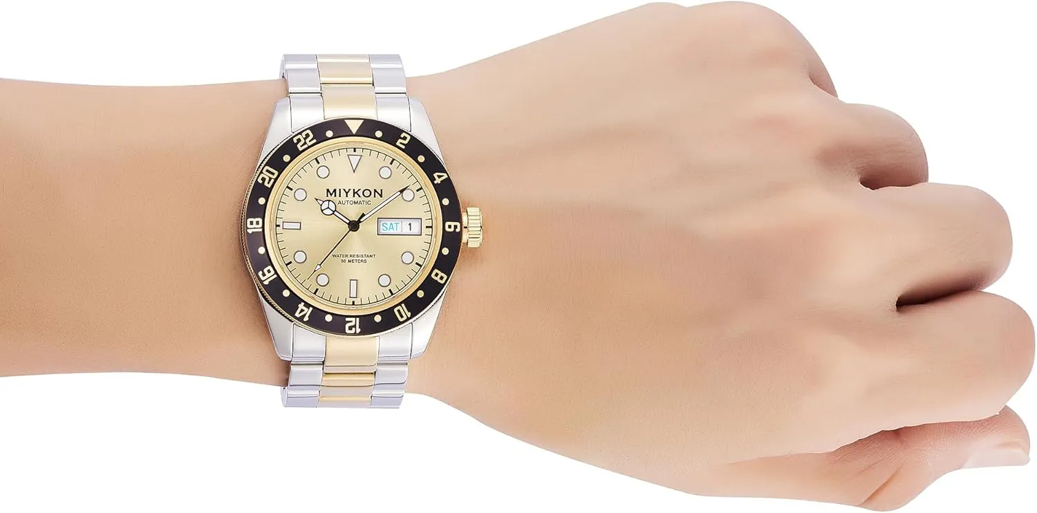 Mens Dive Watches with Quickset Day Date | Rotating Bezel, Skeleton Caseback, Luminous Hands and Markers, Japan Automatic, 50M Water Resistant Miykon Automatic Watches essence yield for Men | Full Stainless Steel 