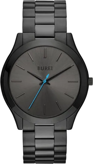 Men's Gifts (Blue Pointer Black) BUREI Men Watches Fashion Business Stainless Steel Analog Quartz messy sensational Waterproof Watches for Men, Fathers Day 