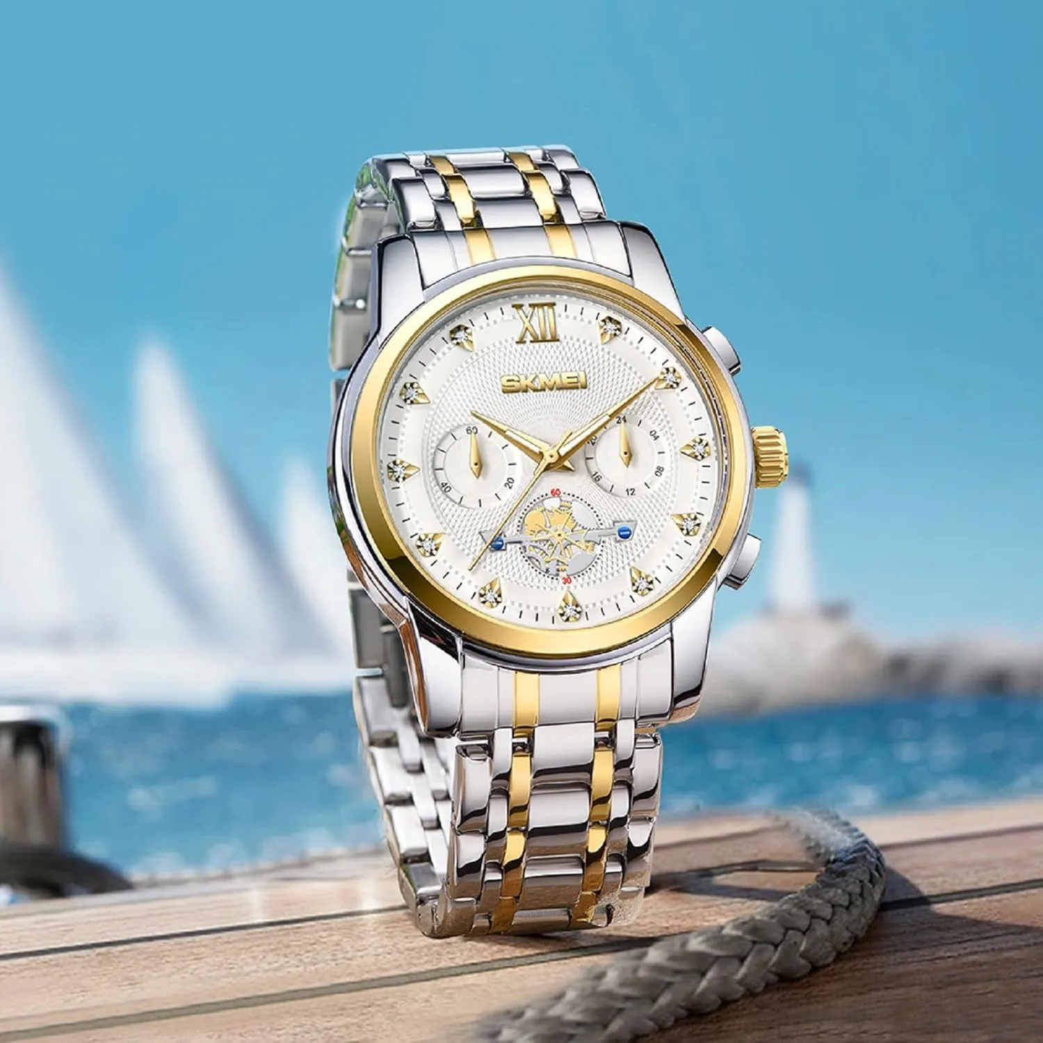 Men's Luxury Analog Quartz Watches Waterproof Business Casual Mens Watches with Luminous ambivalent Hands SKMEI 