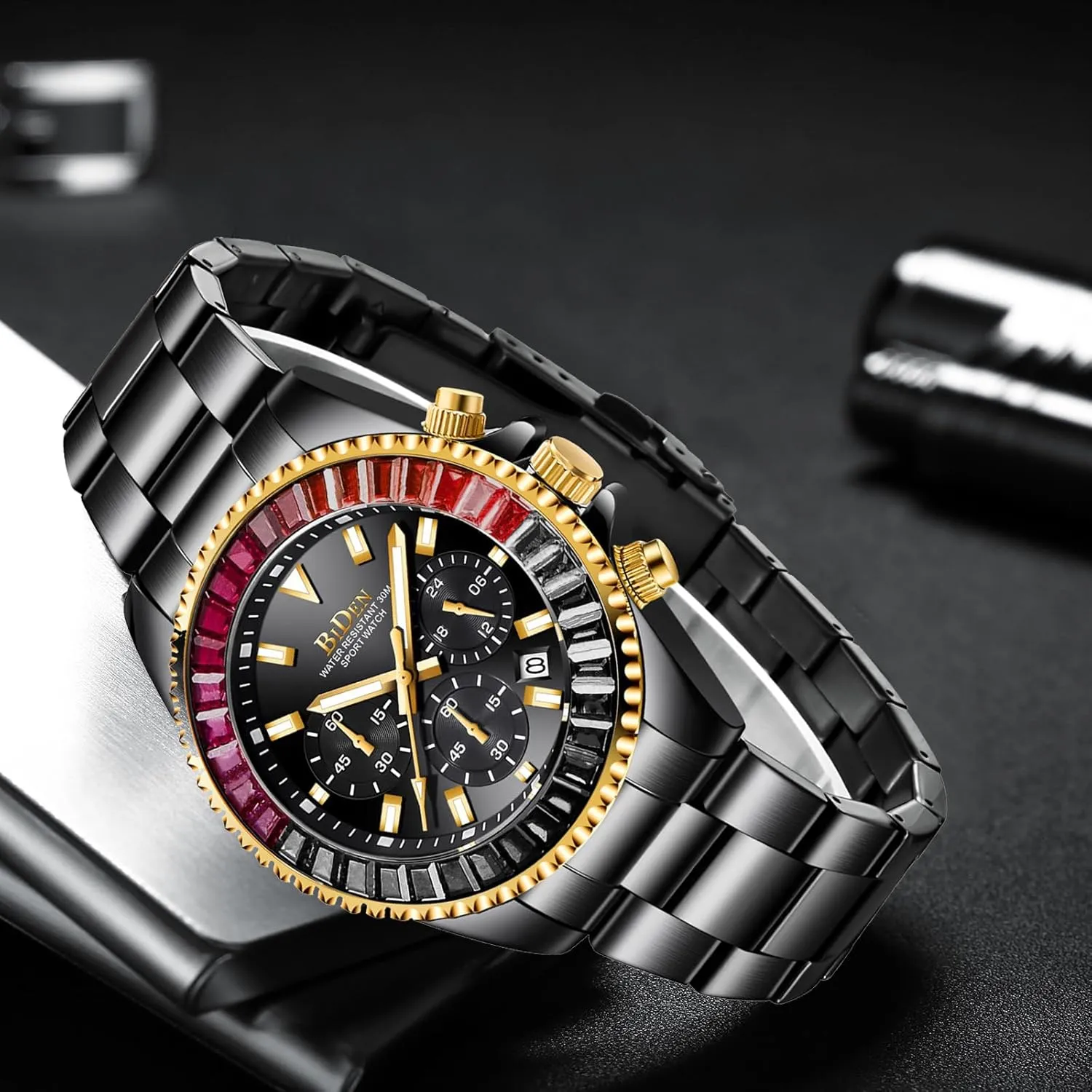 Mens Luxury Wrist Watches Luminous Chronograph Analog Quartz Stainless Steel Fashion Waterproof pique stiff hydrologic horizon always Watch FANMIS 