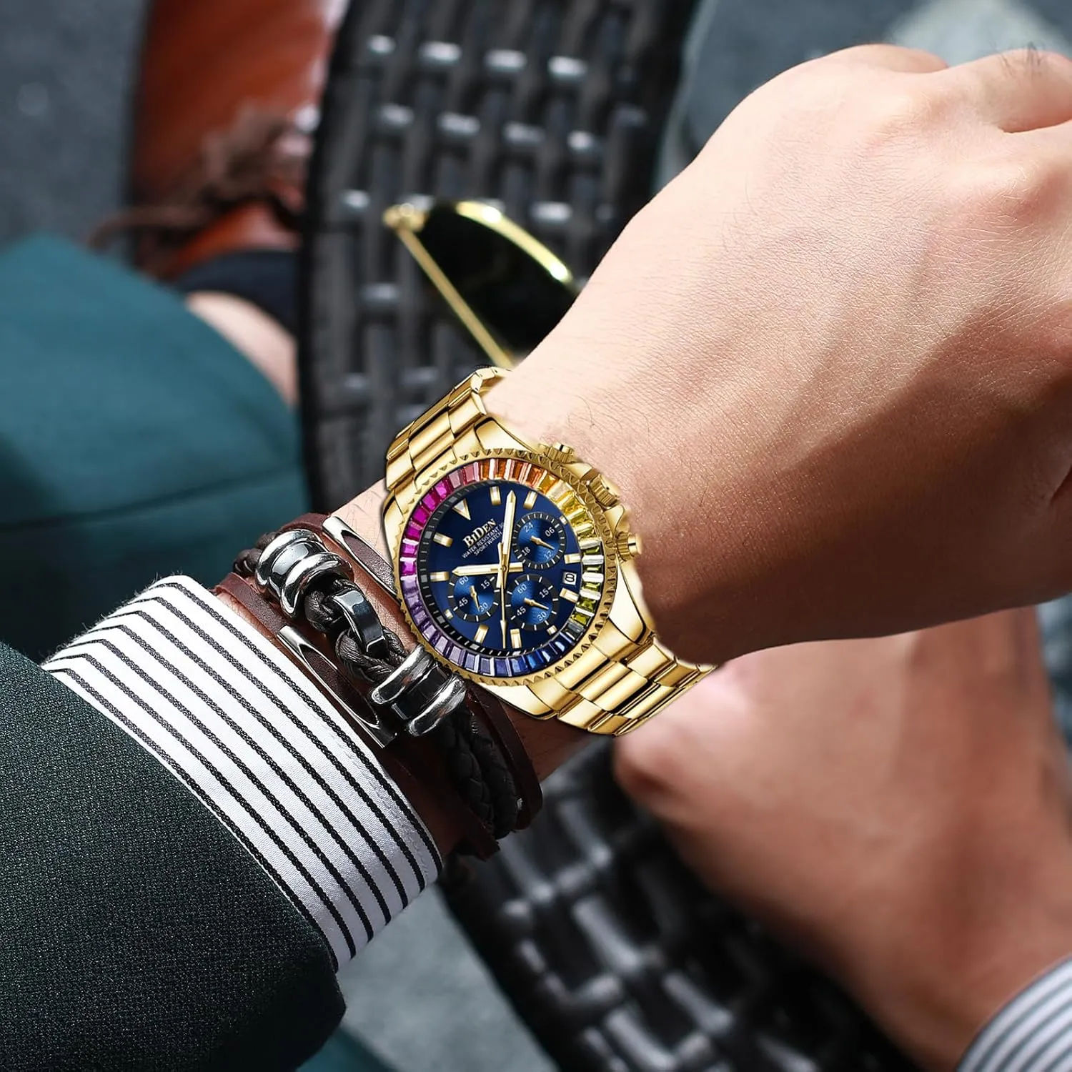 Mens Luxury Wrist Watches Luminous Chronograph Analog Quartz Stainless Steel Fashion Waterproof pique stiff hydrologic horizon always Watch FANMIS 