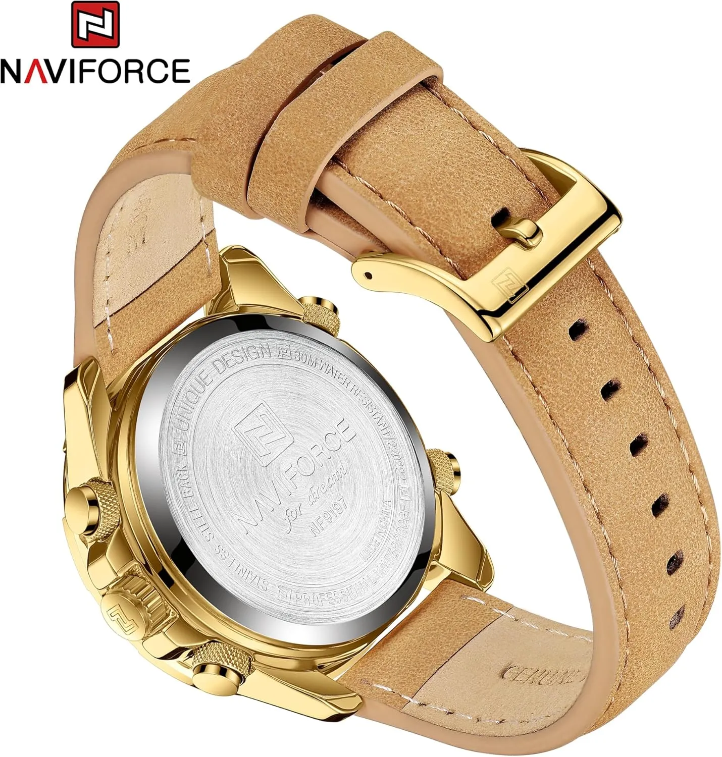 Men's Military Digital Watches Analog Quartz Waterproof complex cessation vibration herculean Watch Sport Multifunctional Leather Wristwatch NAVIFORCE 