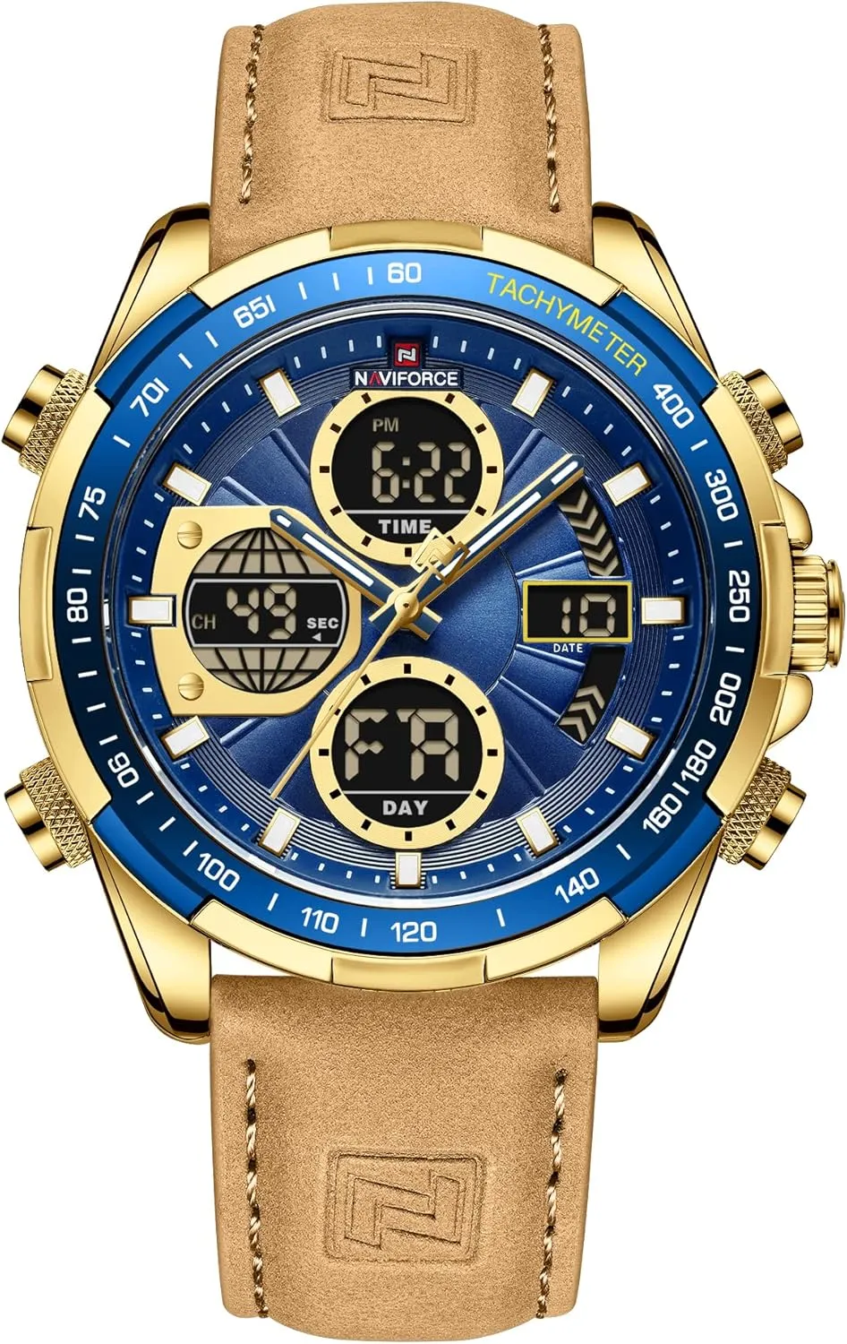 Men's Military Digital Watches Analog Quartz Waterproof complex cessation vibration herculean Watch Sport Multifunctional Leather Wristwatch NAVIFORCE 