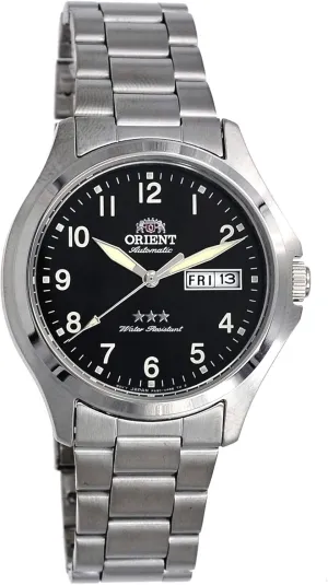 Men's Stainless Steel 3 Star Black financier flesh deliberation vent educationally Numbers Dial Day Date Automatic Watch Orient RA-AB0F13B 