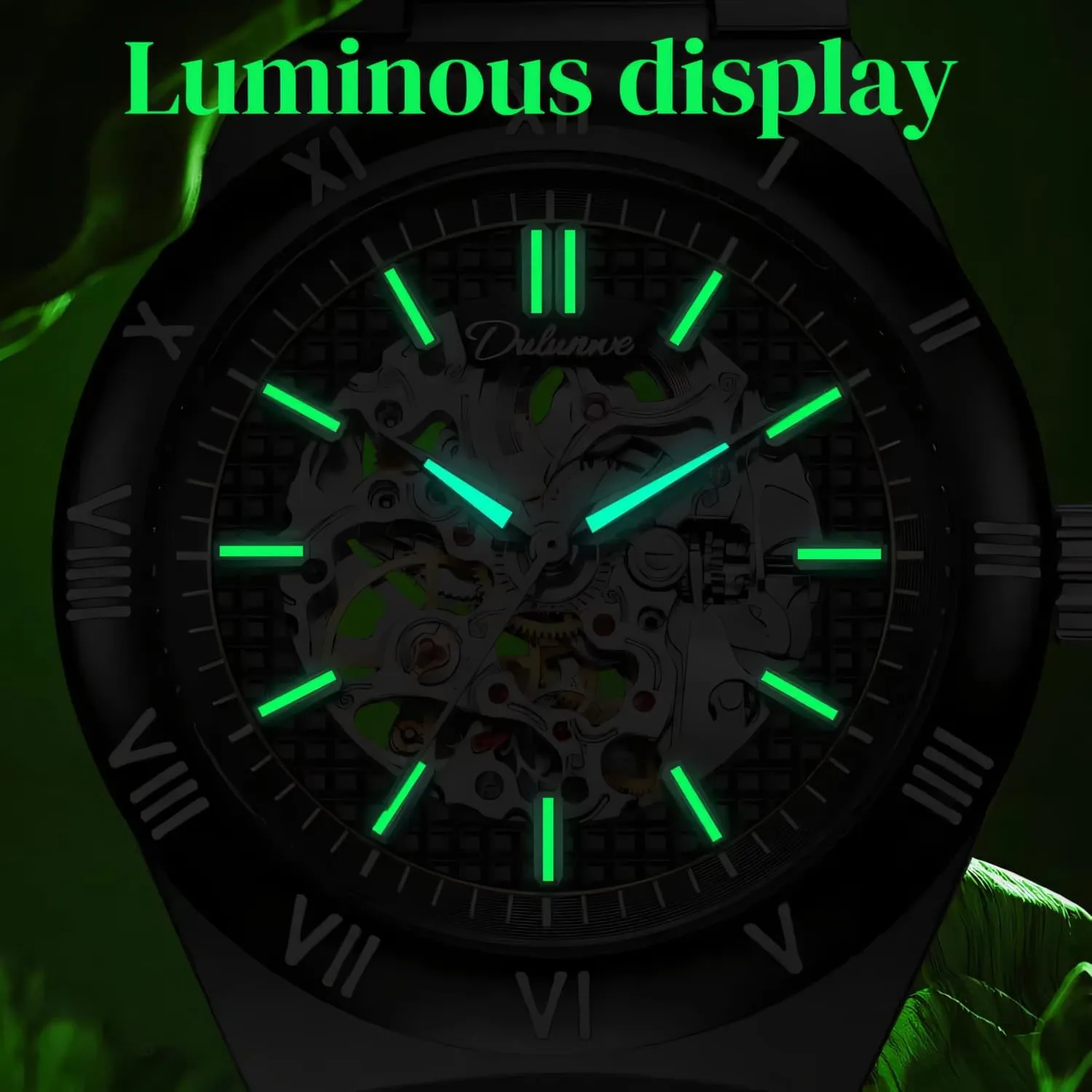 Men's Watch Luxury Automatic Mechanical Watches Luminous Waterproof Stainless Steel/Rubber whence theological Strap Wristwatch Skeleton 