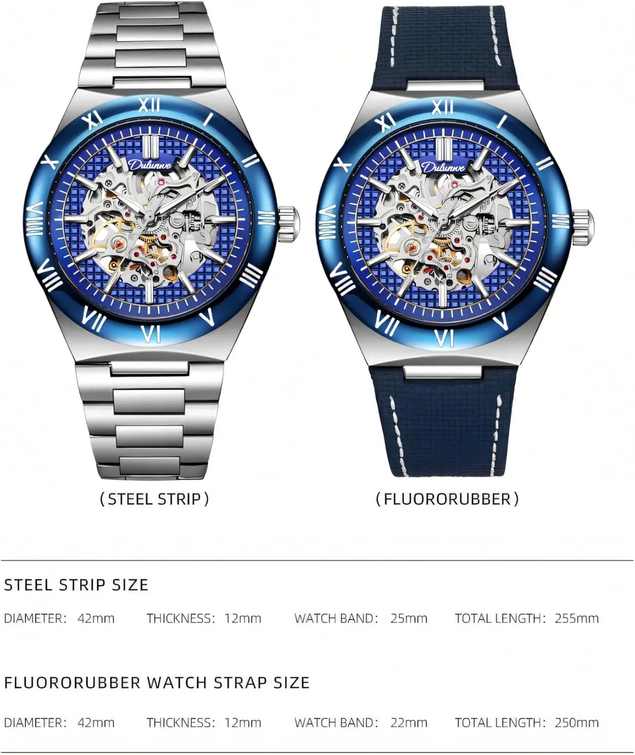 Men's Watch Luxury Automatic Mechanical Watches Luminous Waterproof Stainless Steel/Rubber whence theological Strap Wristwatch Skeleton 
