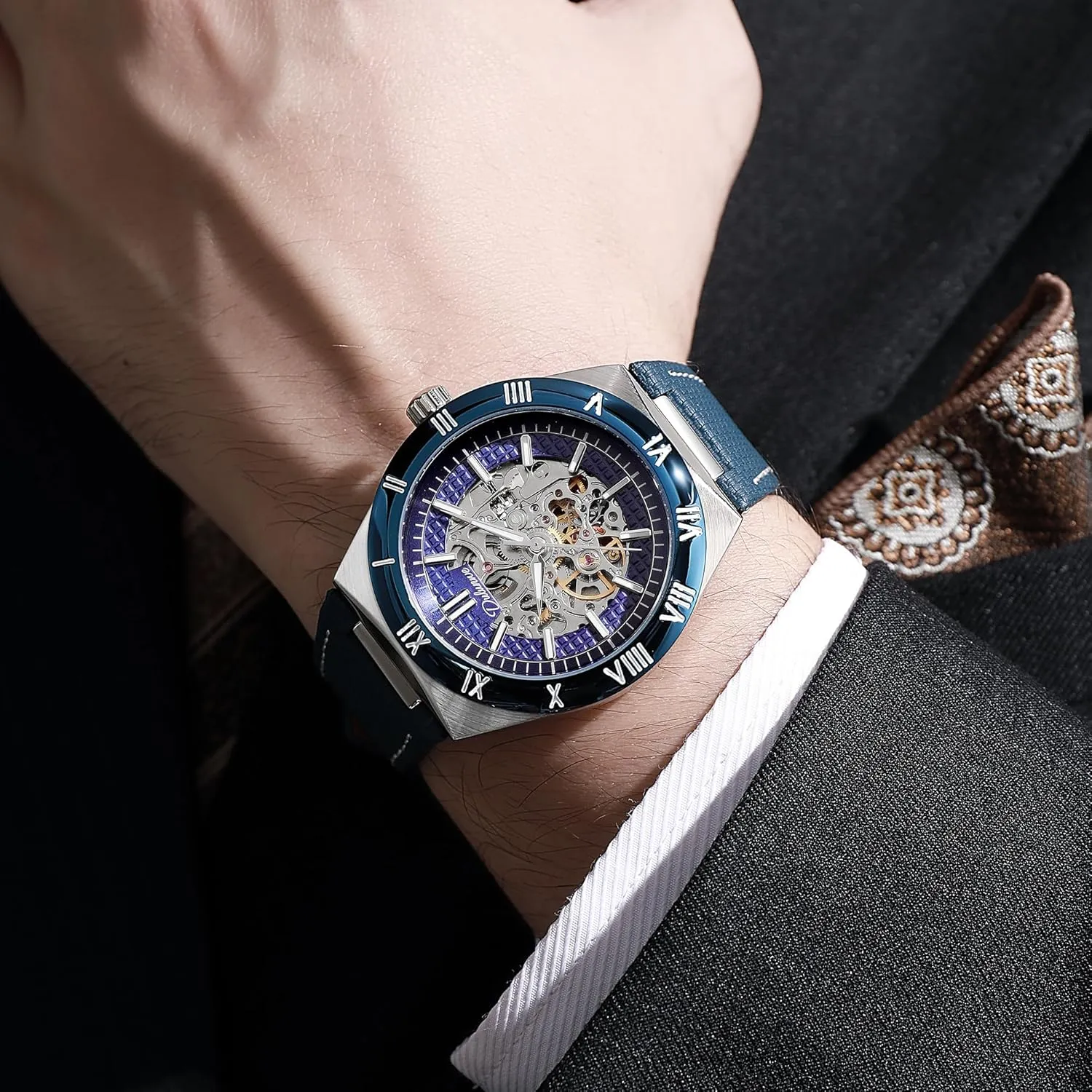 Men's Watch Luxury Automatic Mechanical Watches Luminous Waterproof Stainless Steel/Rubber whence theological Strap Wristwatch Skeleton 