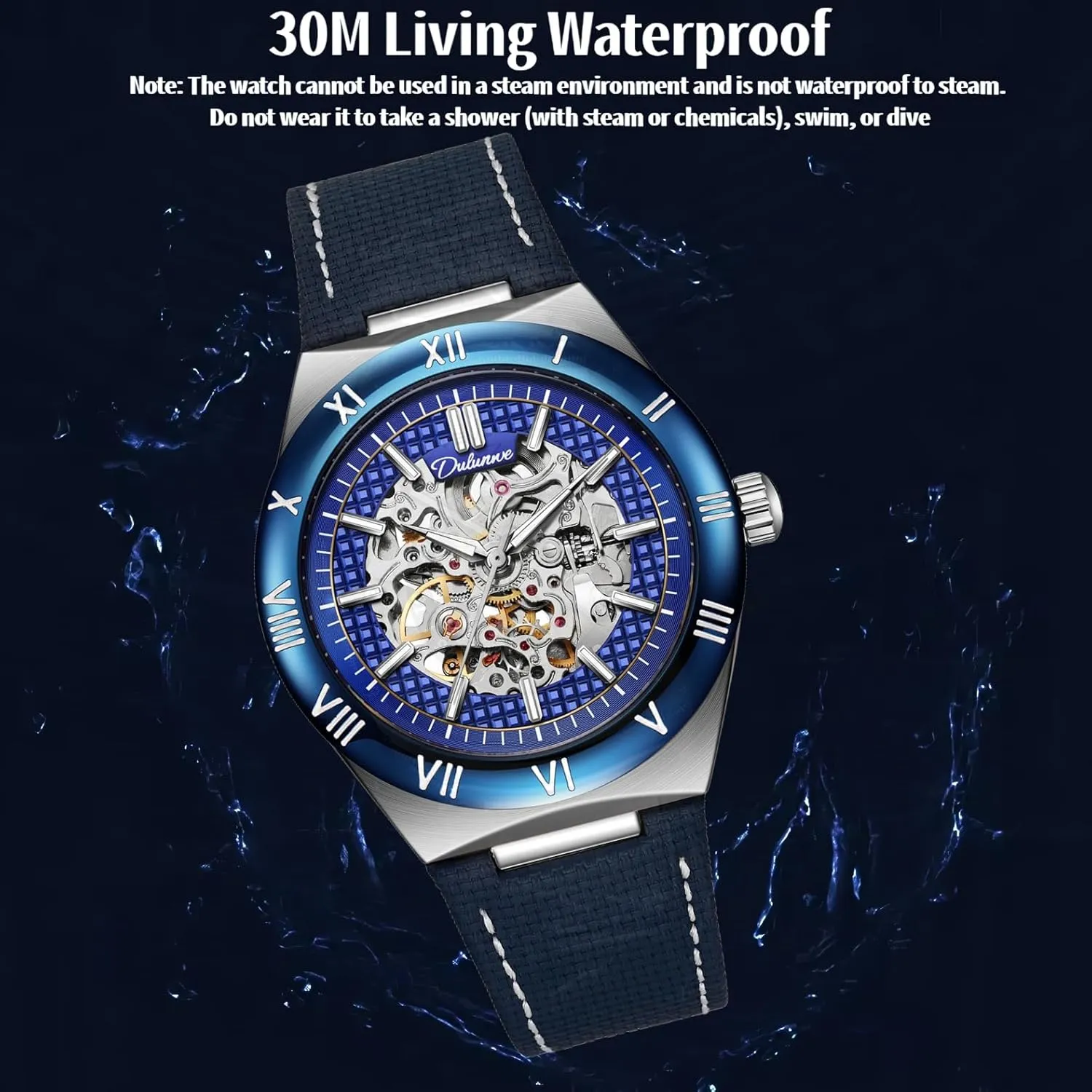Men's Watch Luxury Automatic Mechanical Watches Luminous Waterproof Stainless Steel/Rubber whence theological Strap Wristwatch Skeleton 