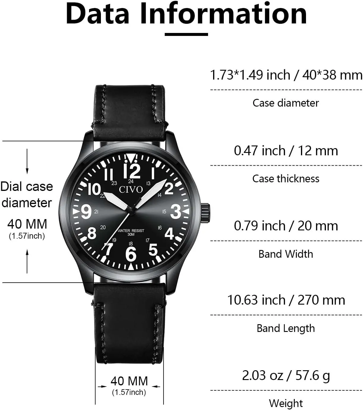 Mens Watches Classic- bequest Field Wrist Watches for Man CIVO Military Watch for Men Waterproof: Analog 