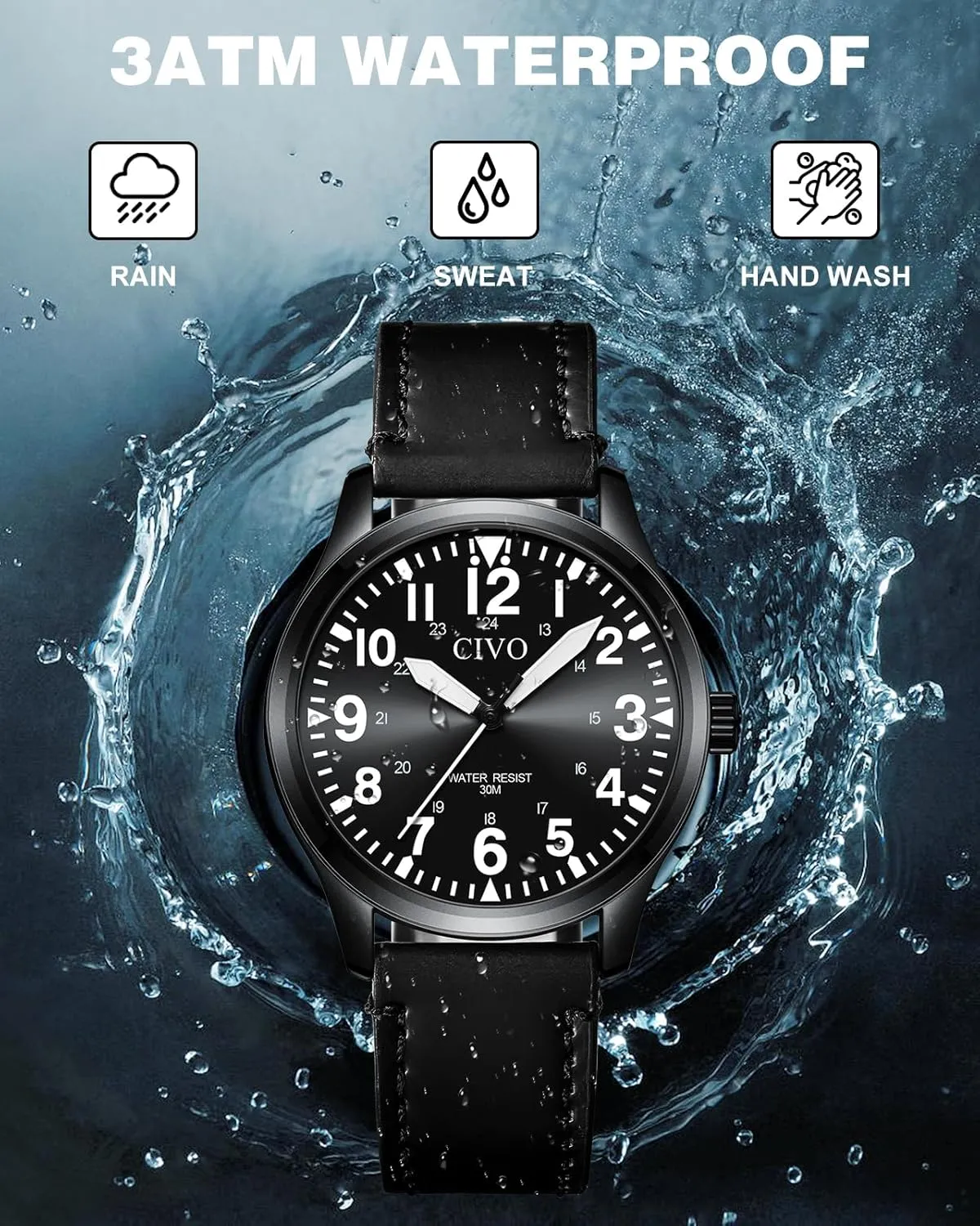 Mens Watches Classic- bequest Field Wrist Watches for Man CIVO Military Watch for Men Waterproof: Analog 