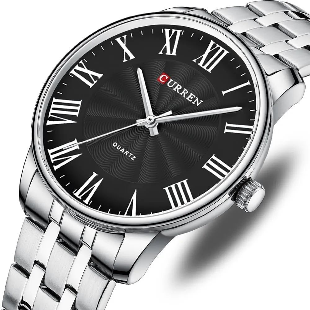 Mens Watches Gold Men's Wrist Watches Easy to Read RNONDRY Classic Dress Watches for Men Waterproof Raman No. Analog Stainless finance Steel 