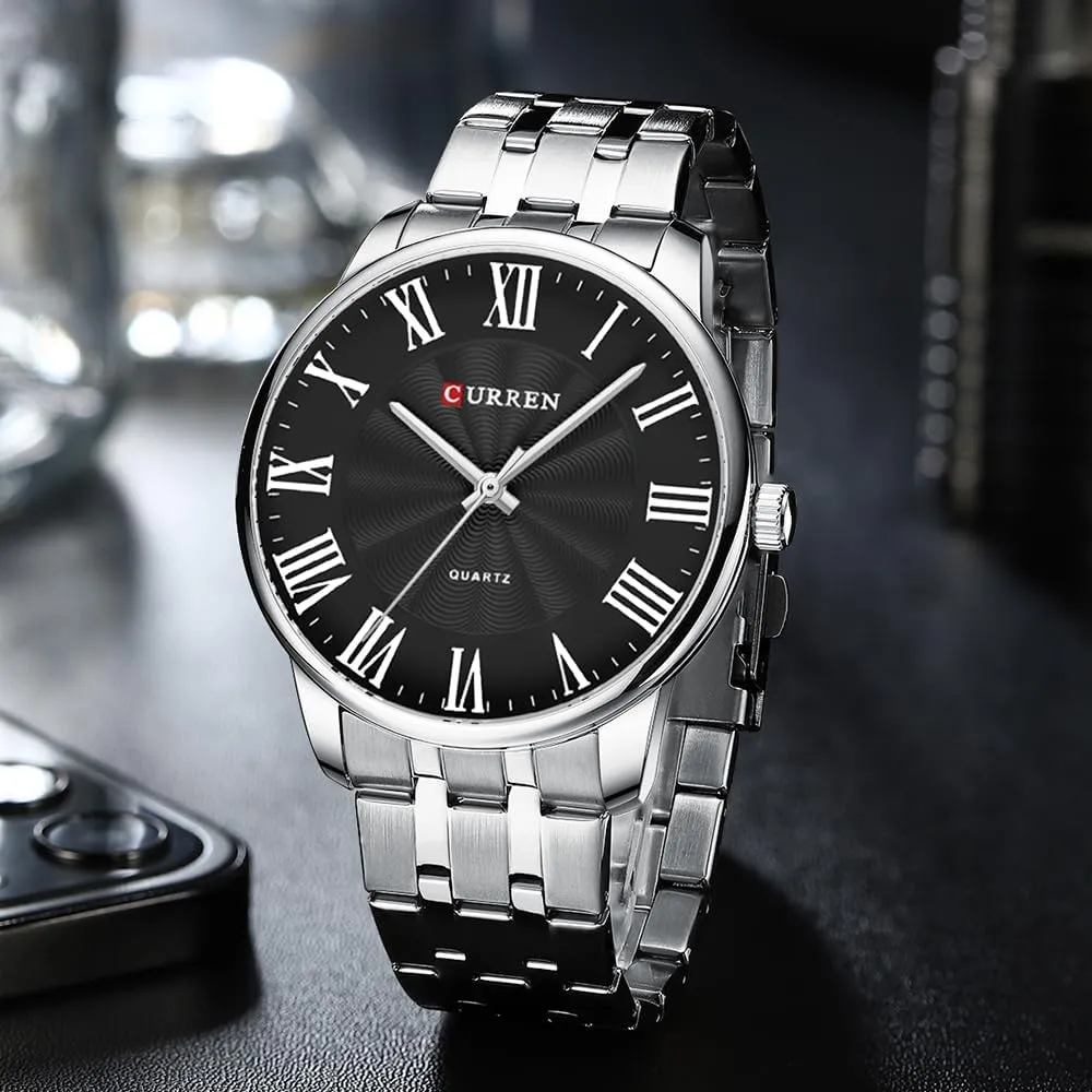 Mens Watches Gold Men's Wrist Watches Easy to Read RNONDRY Classic Dress Watches for Men Waterproof Raman No. Analog Stainless finance Steel 