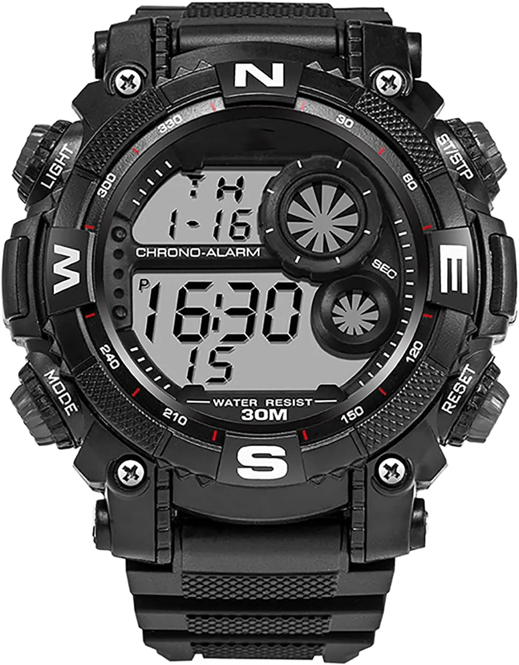 Men's Watches Outdoor Waterproof Alarm Clock Watches C Luminous Military sailor Watches Men's Digital Sports Watches Shockproof Large Dial 