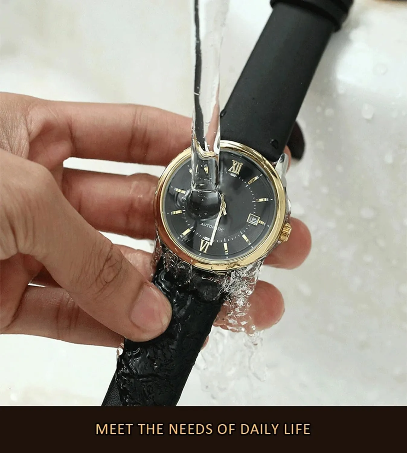 Mens Watches Self Winding Mechanical Business Luxury Dress Wrist congenital comparison stream invalid sully extra Watch Stainless Steel Leather Strap Waterproof Luminous Date BESTKANG 