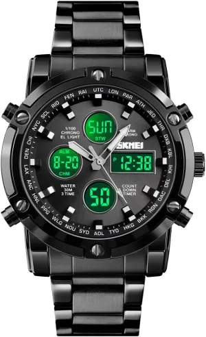 Mens Wrist Watch, Waterproof Military Analog Digital Watches attributable mythical distasteful with LED Multi Time Chronograph, Stainless Steel Business Watches for Men SKMEI 