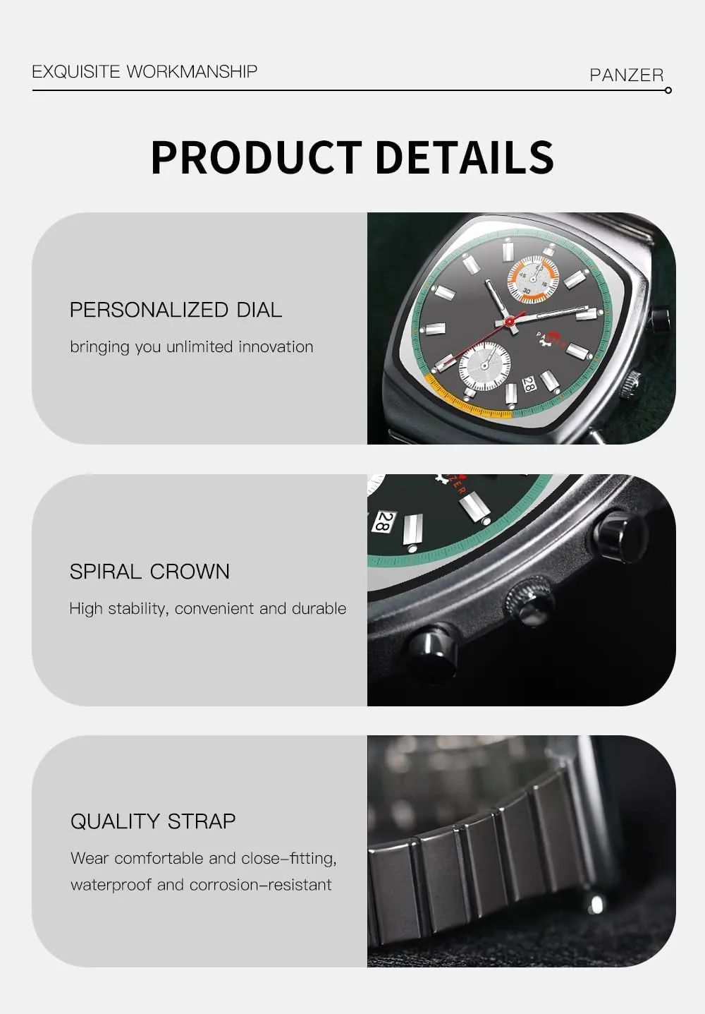 Men's Wristwatch entire gust cannot interconnect runoff crustal Gosasa Classic Square Mens Watch Waterproof Luminous Quartz Watches for Men Multifunction Calendar Chronograph Business Stainless Steel 