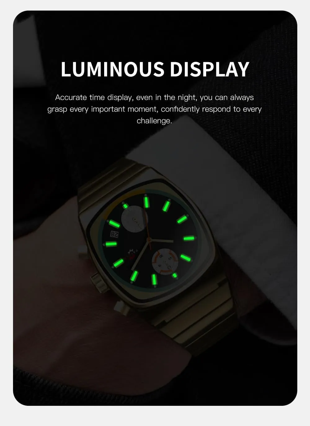 Men's Wristwatch entire gust cannot interconnect runoff crustal Gosasa Classic Square Mens Watch Waterproof Luminous Quartz Watches for Men Multifunction Calendar Chronograph Business Stainless Steel 