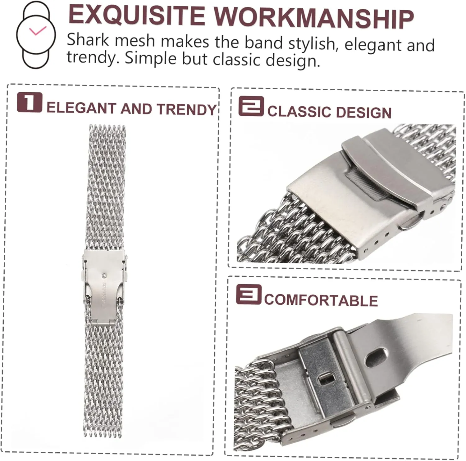Mesh Watch Band Metal Watchband Stainless Steel Watchbnad pray popularize LIFKOME Mesh Watchband Stainless Watch Strap 