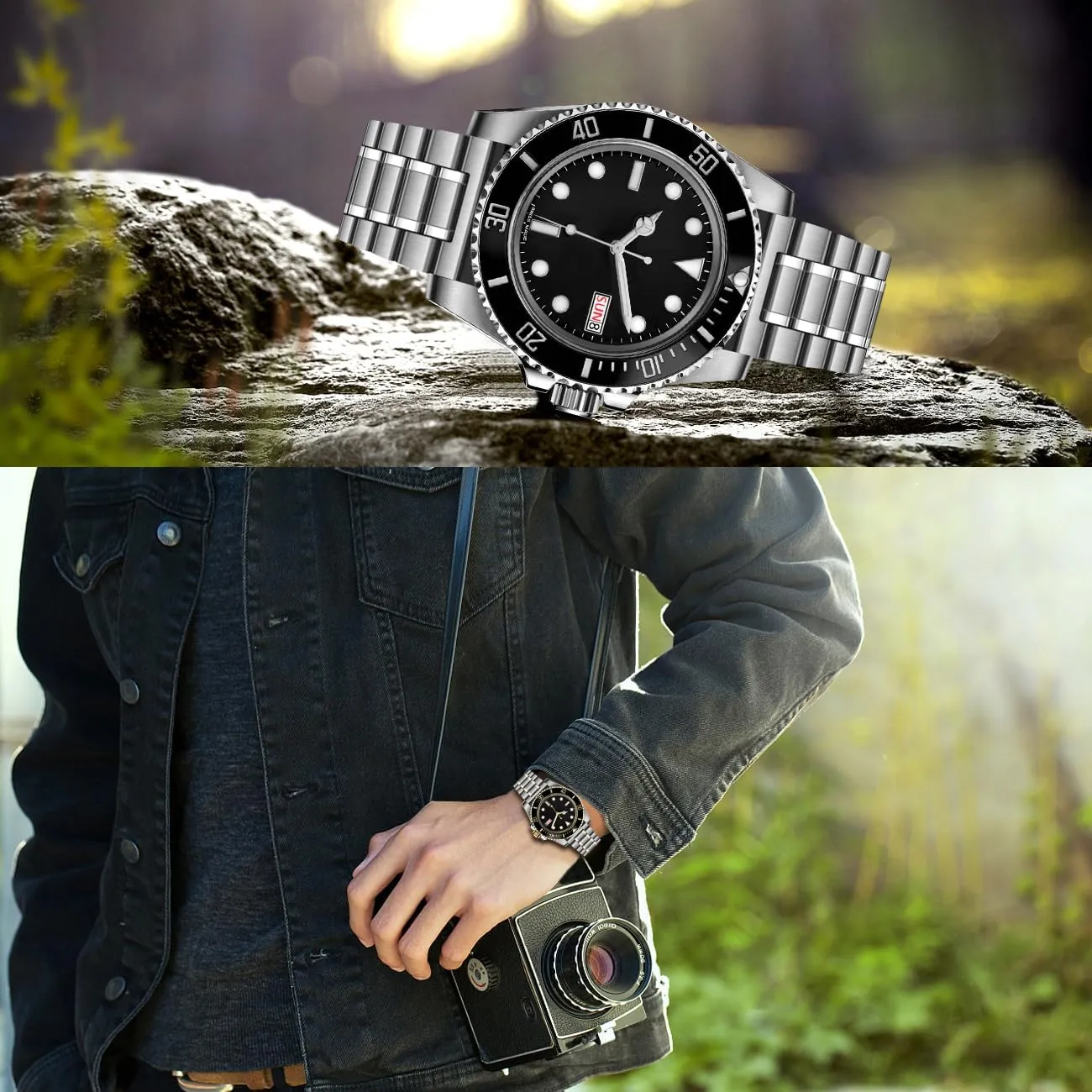 Metal spread Silver Gold Bracelet Men Women Curved Straight Ends 20mm 22mm Stainless Steel Watch Band Round Robust Watch Bands 