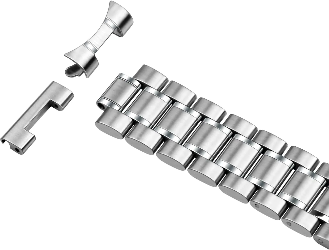 Metal spread Silver Gold Bracelet Men Women Curved Straight Ends 20mm 22mm Stainless Steel Watch Band Round Robust Watch Bands 