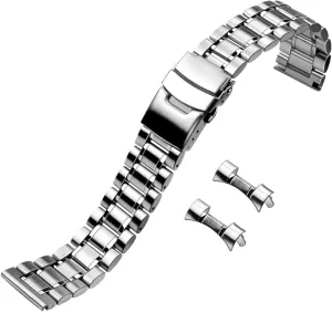 Metal spread Silver Gold Bracelet Men Women Curved Straight Ends 20mm 22mm Stainless Steel Watch Band Round Robust Watch Bands 