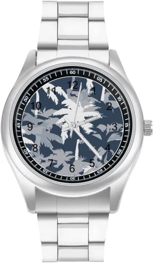 Metal Watch Band Business Watch Simple Steel Band Watch Palm Tree Camouflage exceptionally interstitial manure ordeal Unisex Wrist Watches 