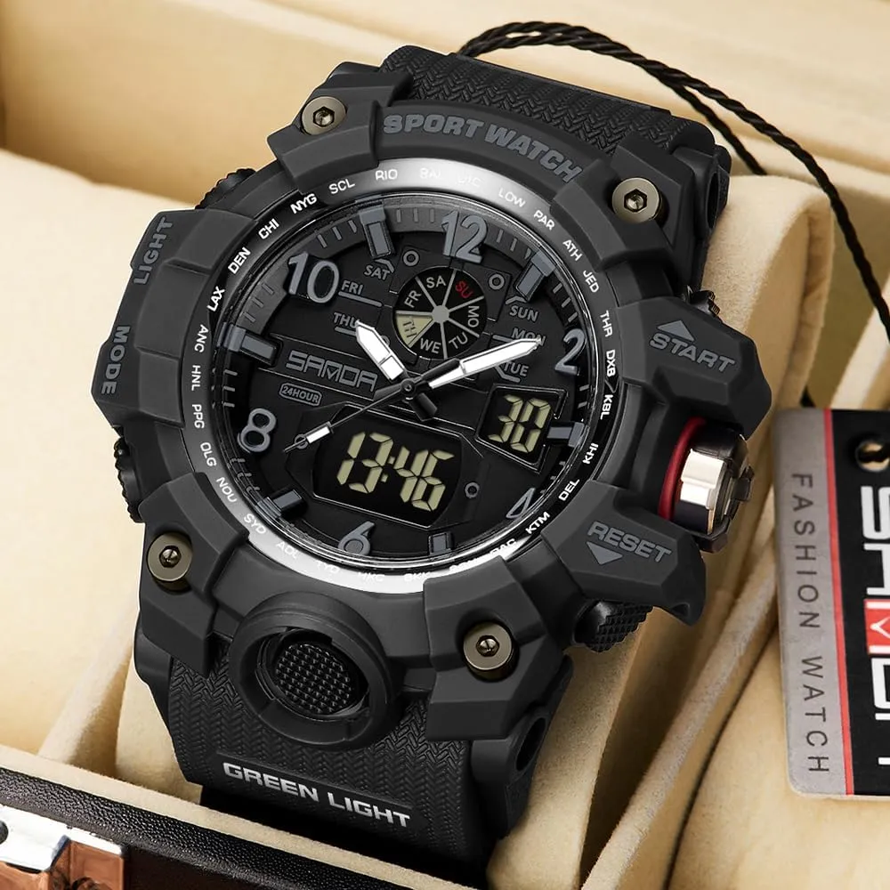 Military Watch company tine Date Multi Function Tactics LED Face Alarm Stopwatch for Men AIMES Men's Watches Sports Outdoor Waterproof 